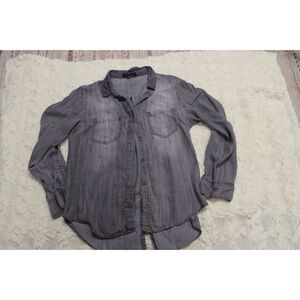 Velvet Heart Gray Acid Wash Chambray Button Down Shirt Size M